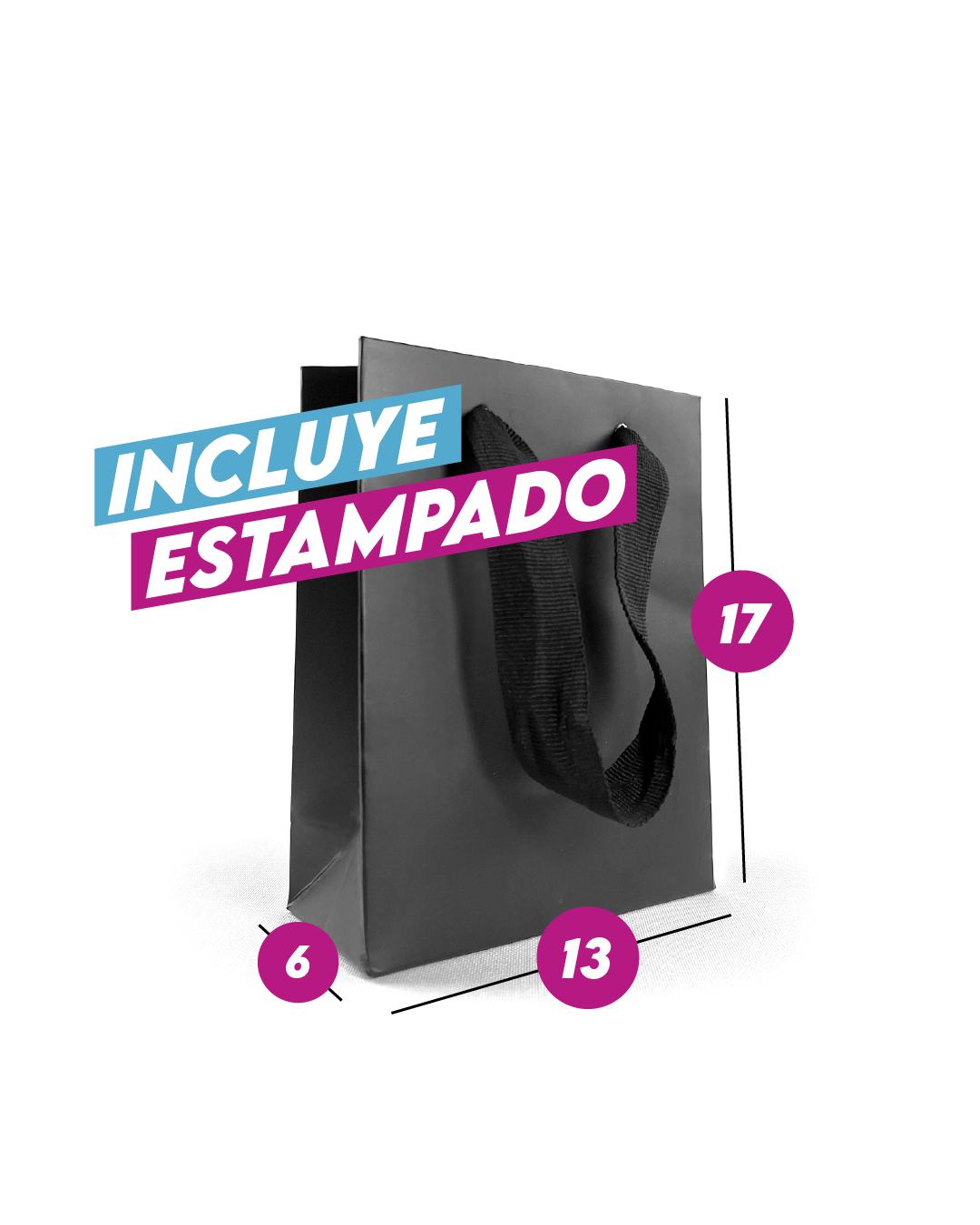 Bolsa Alta Gama Negra 13x17x6 cm