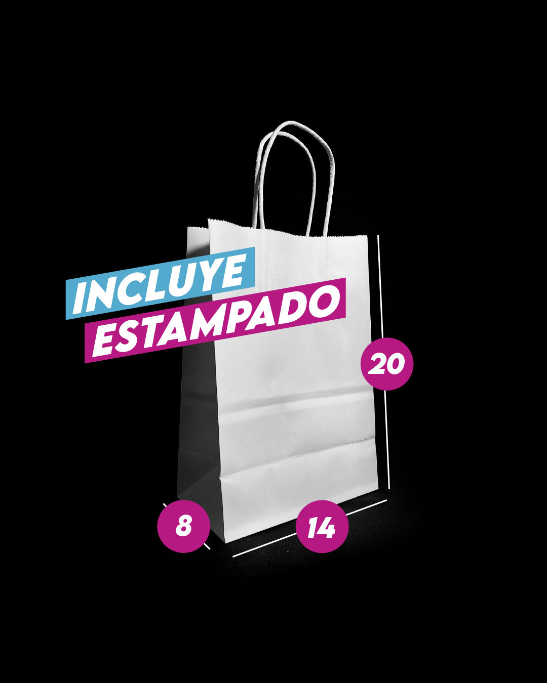 Bolsa Blanca de Papel 14x20x8 cm