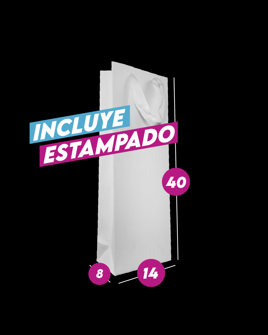 Bolsa Alta Gama Blanca 14x40x8 cm