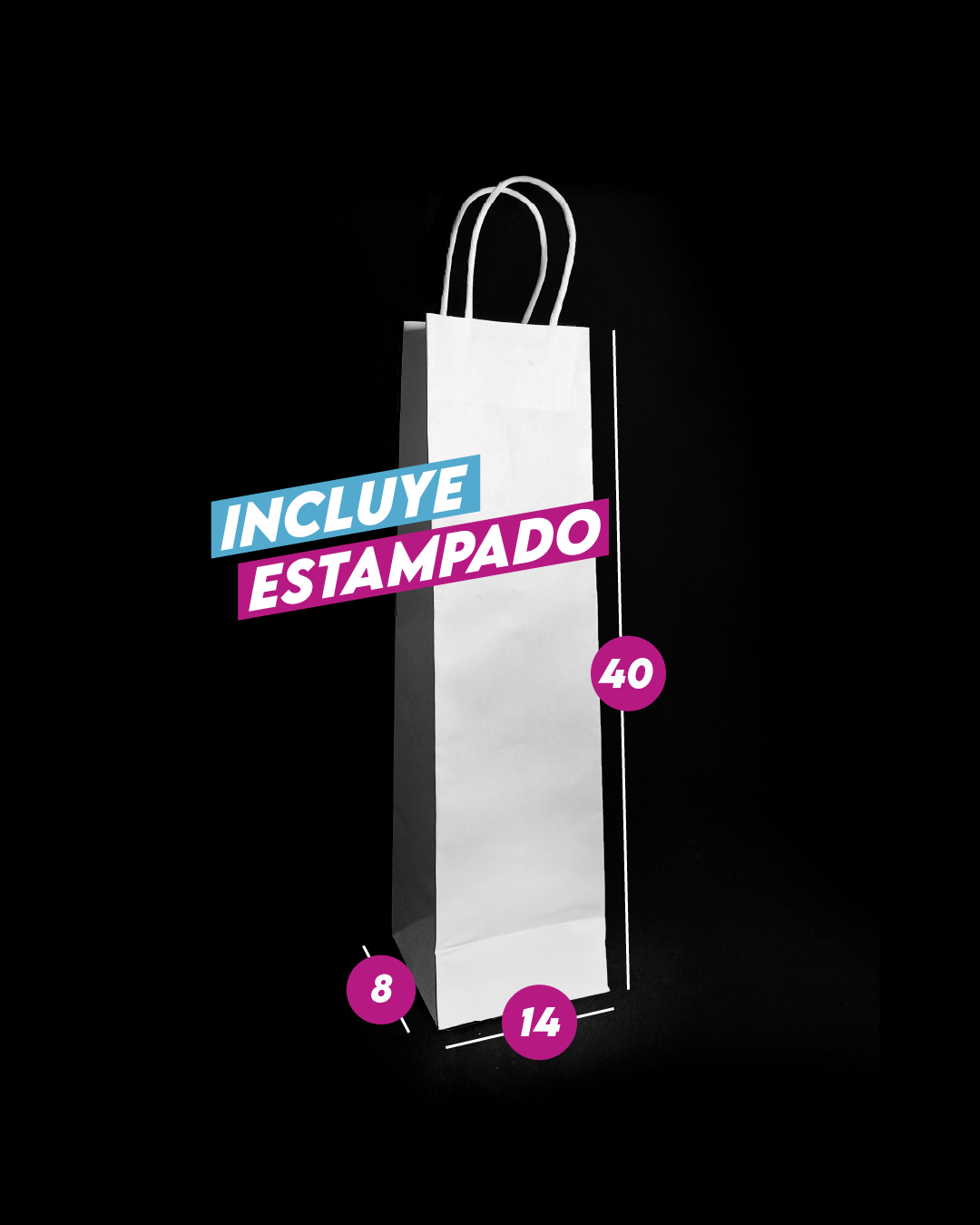 Bolsa Blanca de Papel 14x40x8cm
