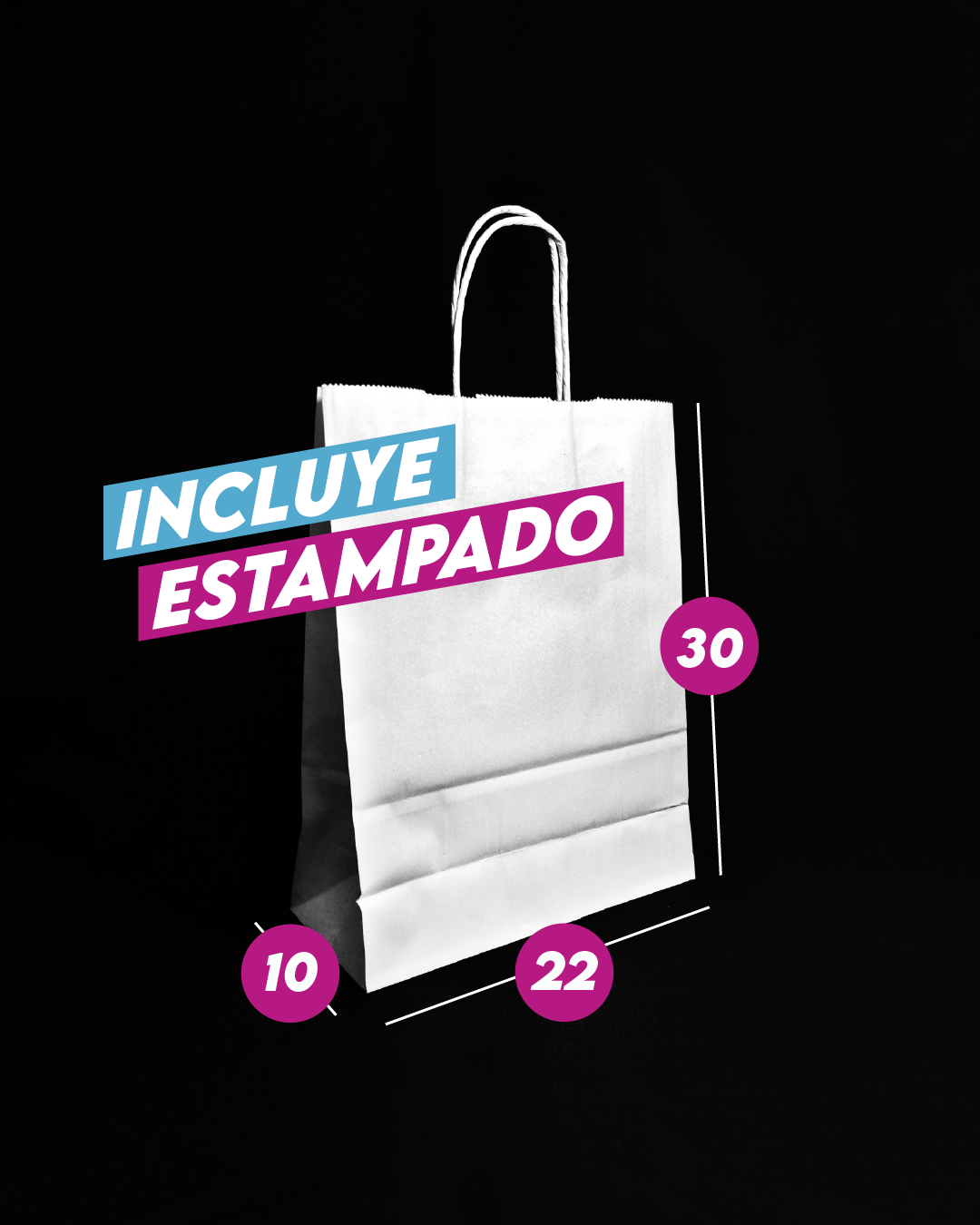 Bolsa Blanca de Papel 22x30x10 cm