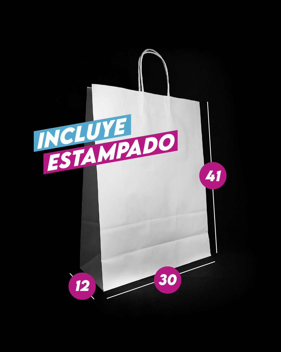 Bolsa Blanca de Papel 30x41x12cm