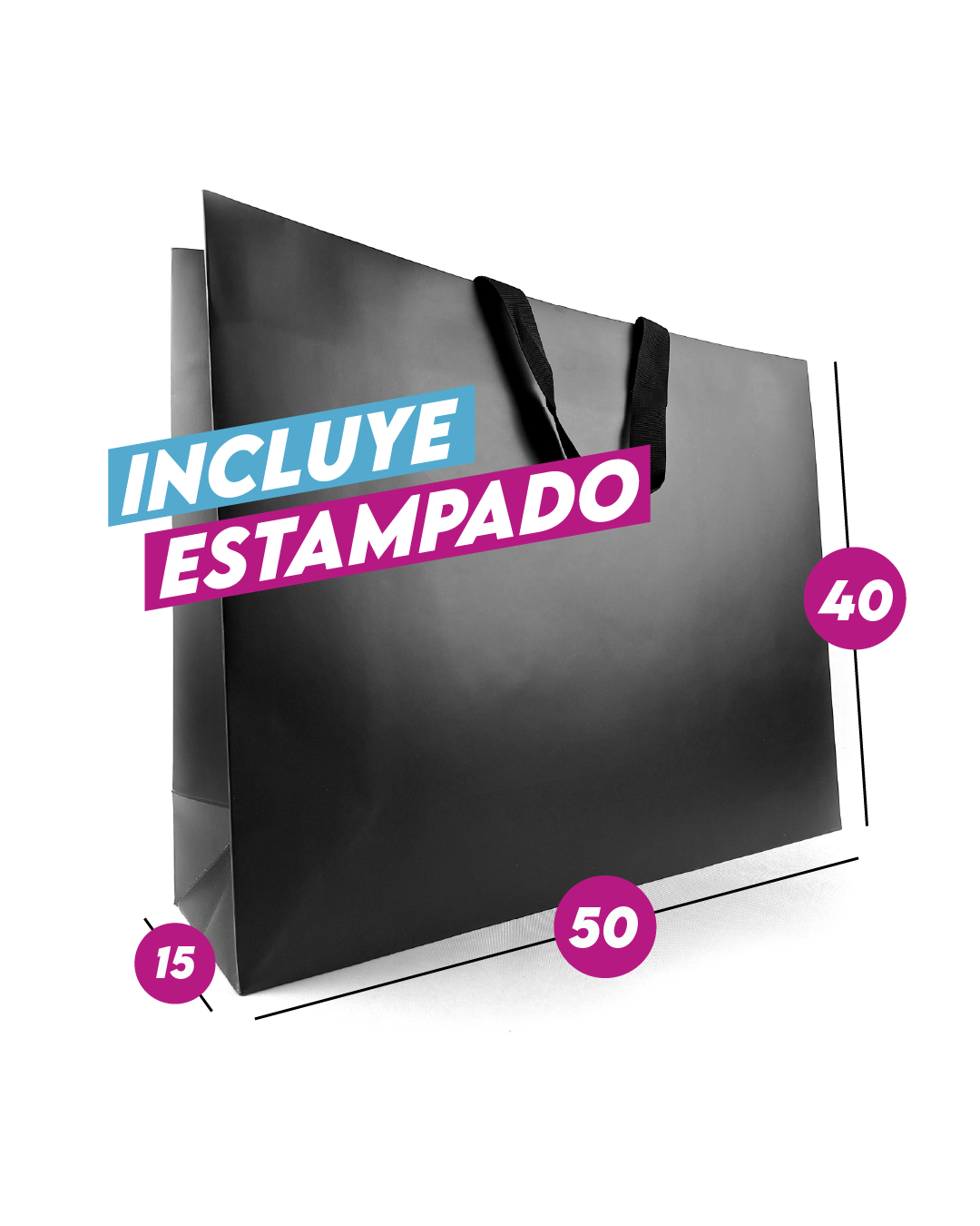 Bolsa Alta Gama Negra 50x40x15 cm