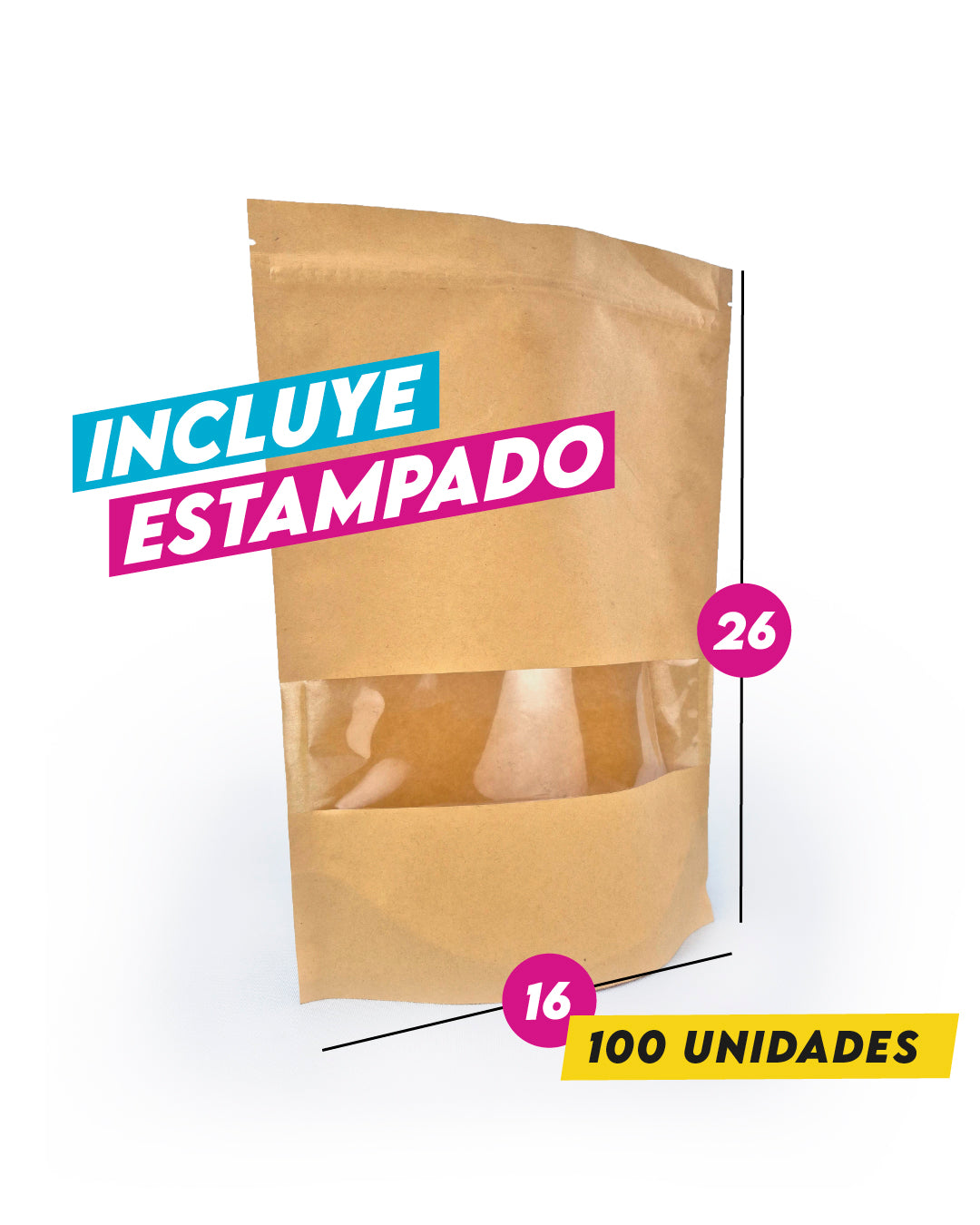 DoyPack Kraft con Ventana 16x26cm