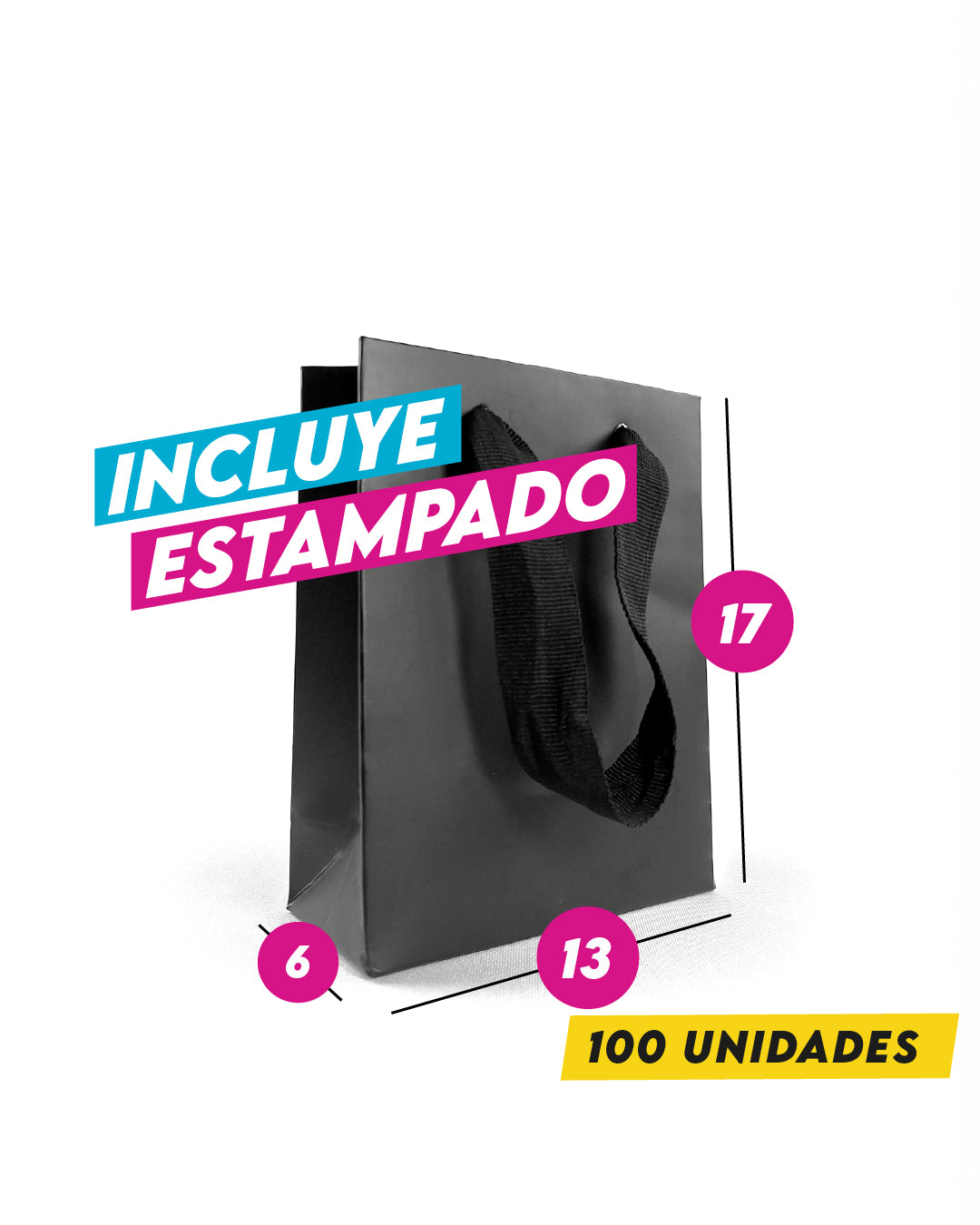 Bolsa Alta Gama Negra 13x17x6 cm