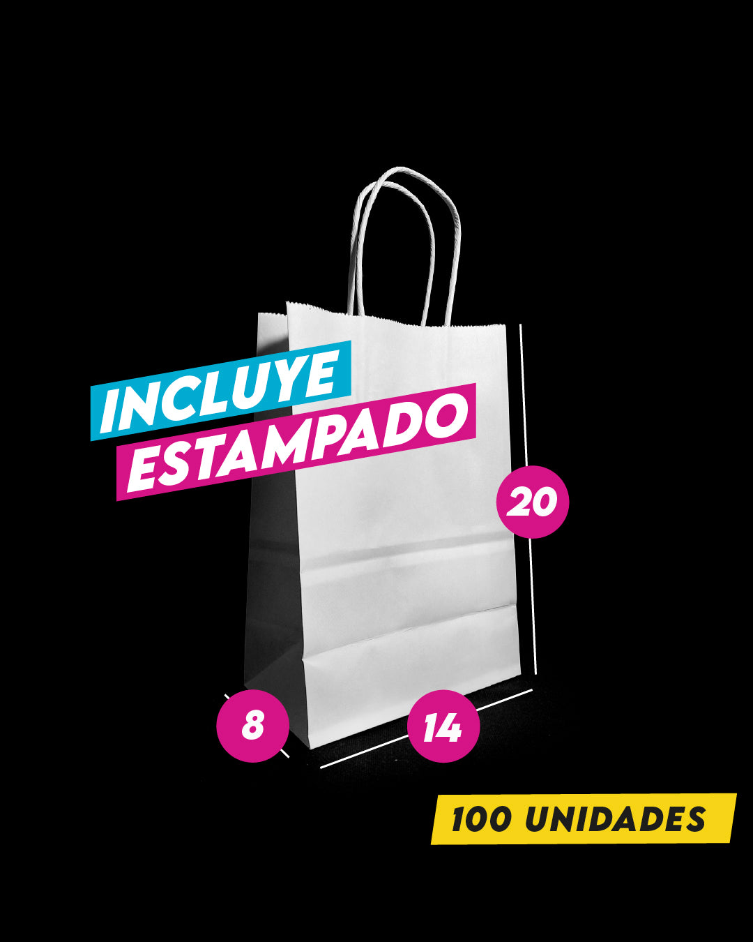 Bolsa Blanca de Papel 14x20x8 cm