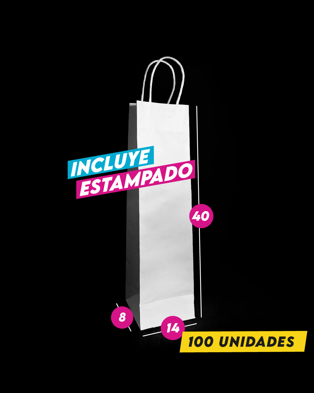 Bolsa Blanca de Papel 14x40x8cm