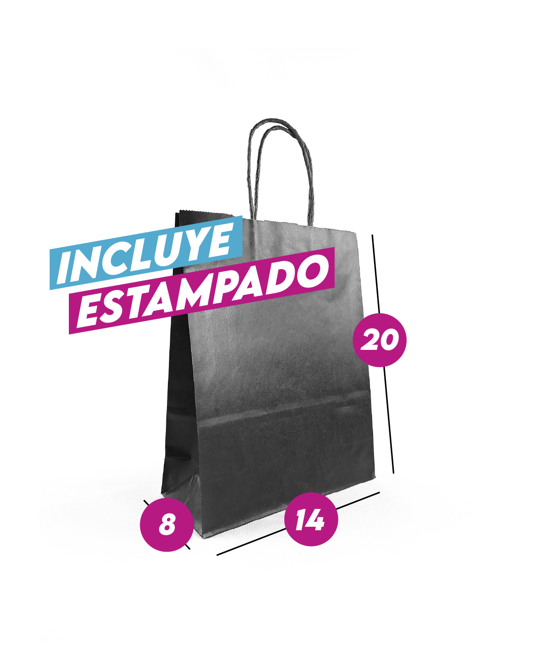 Bolsa Negra de Papel 14x20x8 cm