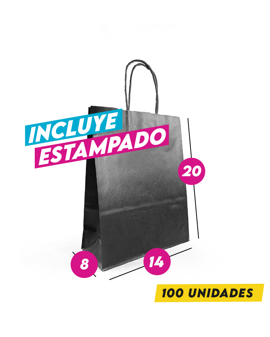 Bolsa Negra de Papel 14x20x8 cm