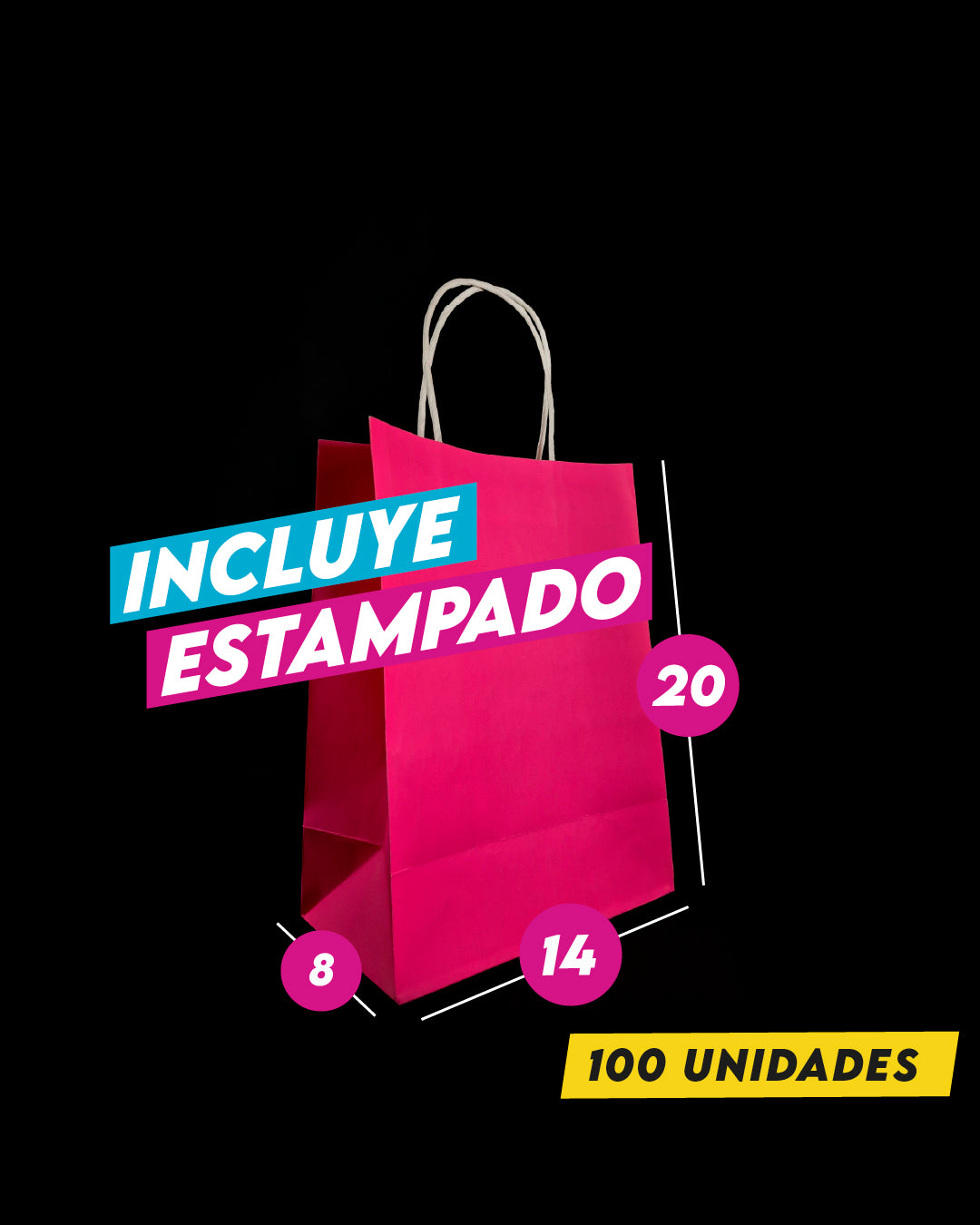 Bolsa Rosada de Papel 14x20x8 cm