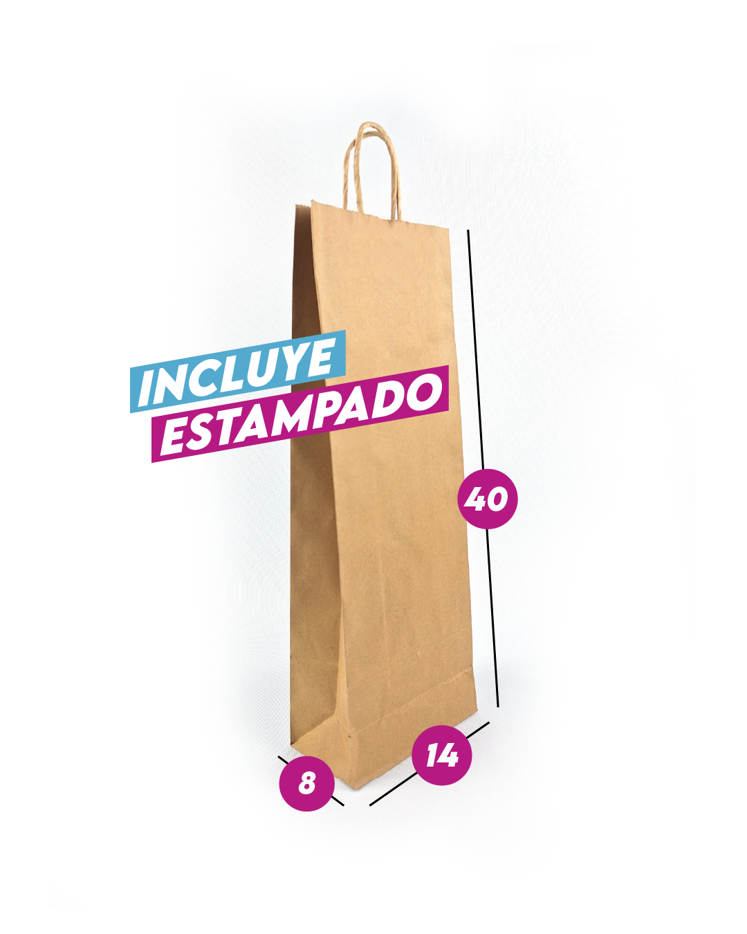 Bolsa Kraft 14x40x8 cm