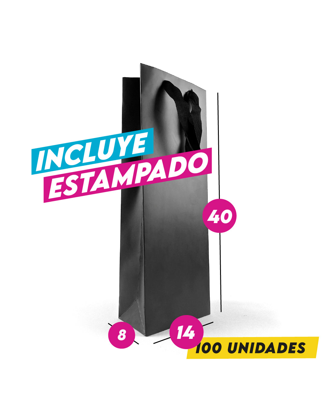 Bolsa Alta Gama Negra 14x40x8 cm