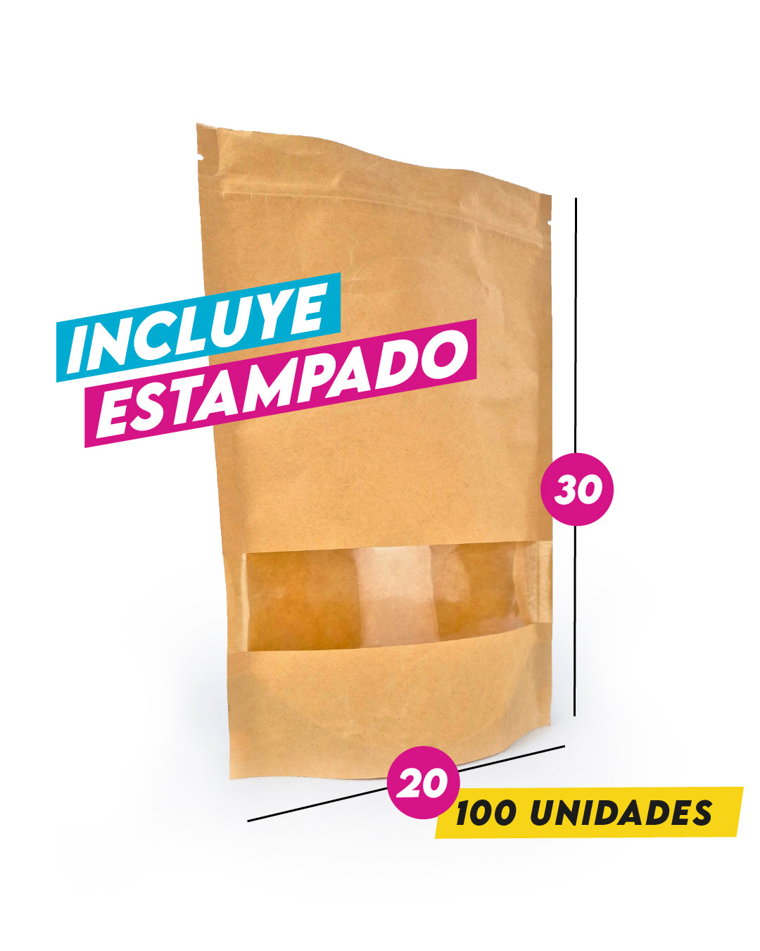 DoyPack Kraft con Ventana 20x30 cm