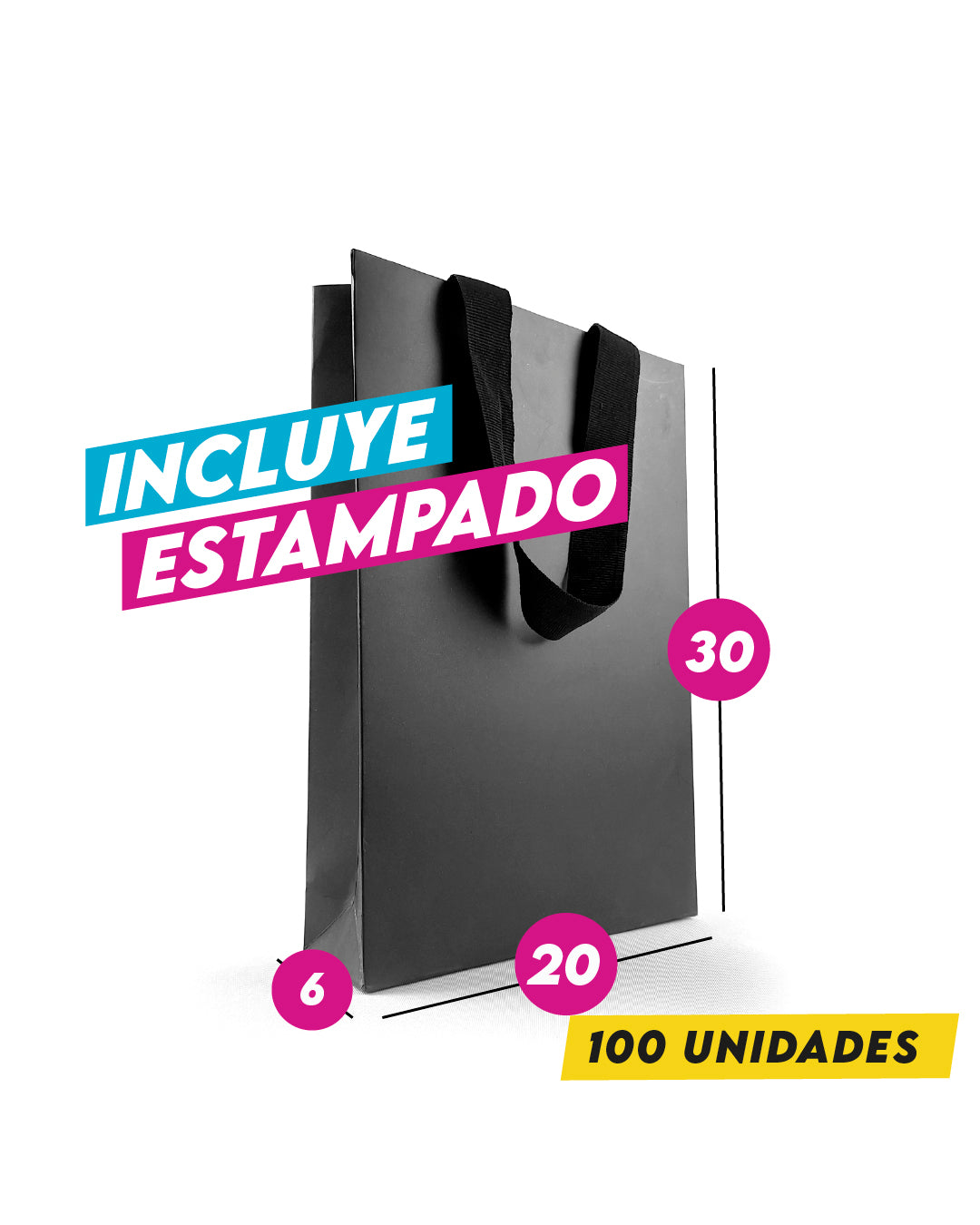 Bolsa Alta Gama Negra 20x30x6 cm