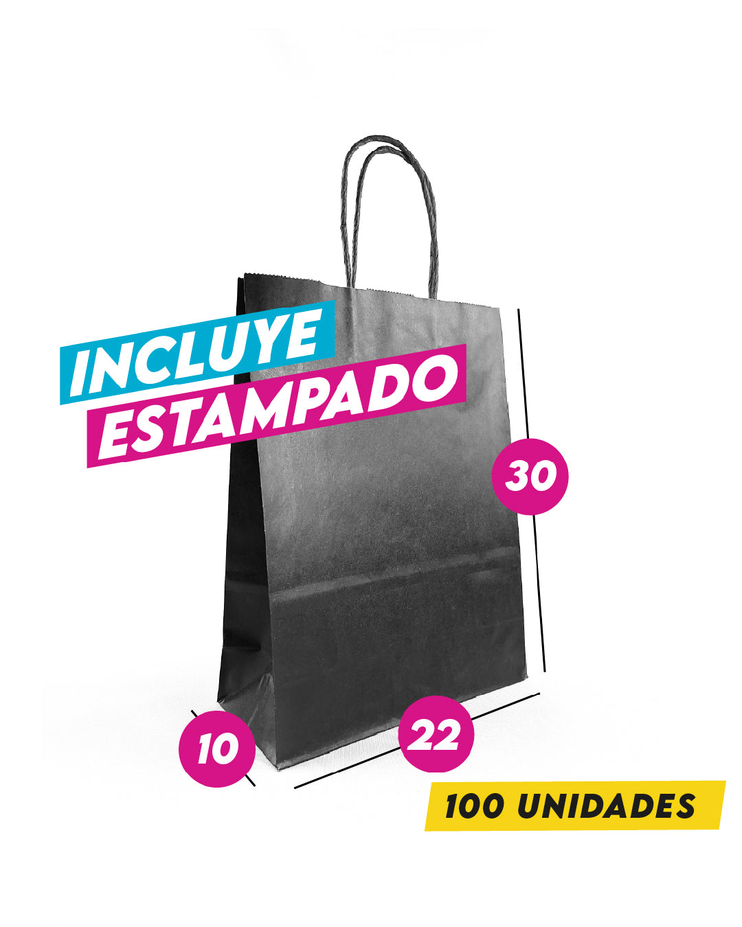Bolsa Negra de Papel 22x30x10 cm