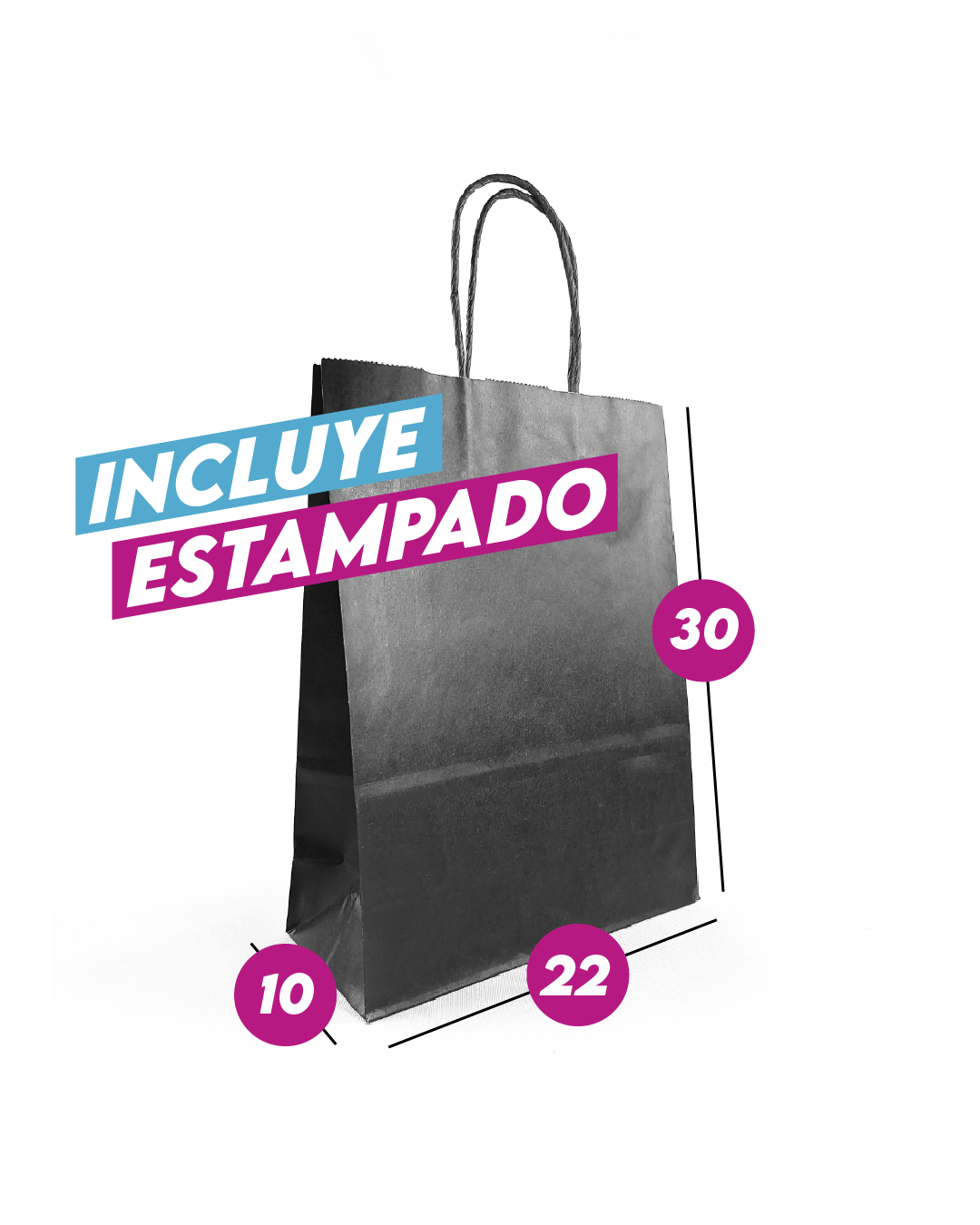 Bolsa Negra de Papel 22x30x10 cm