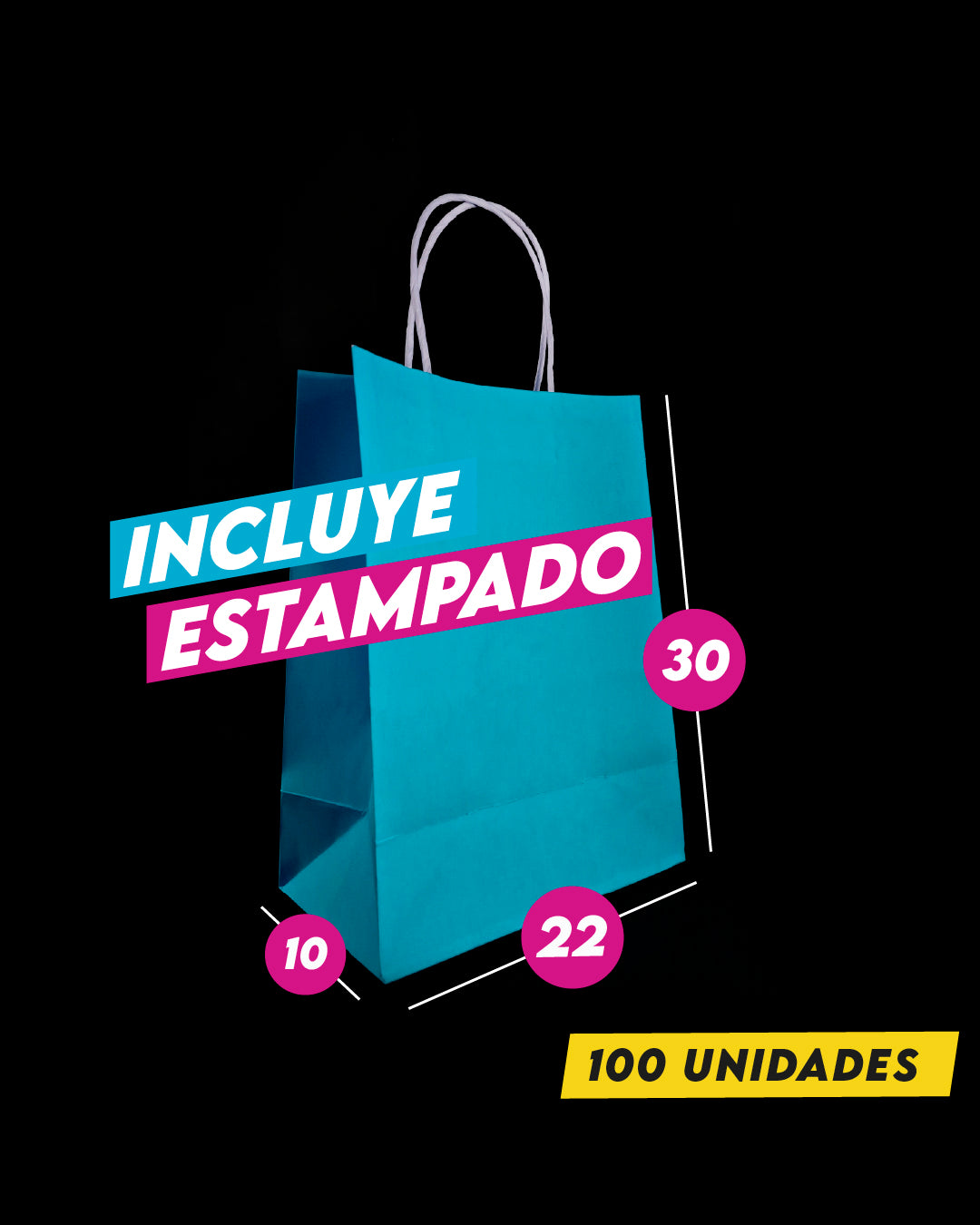 Bolsa Azul de Papel 22x30x10 cm