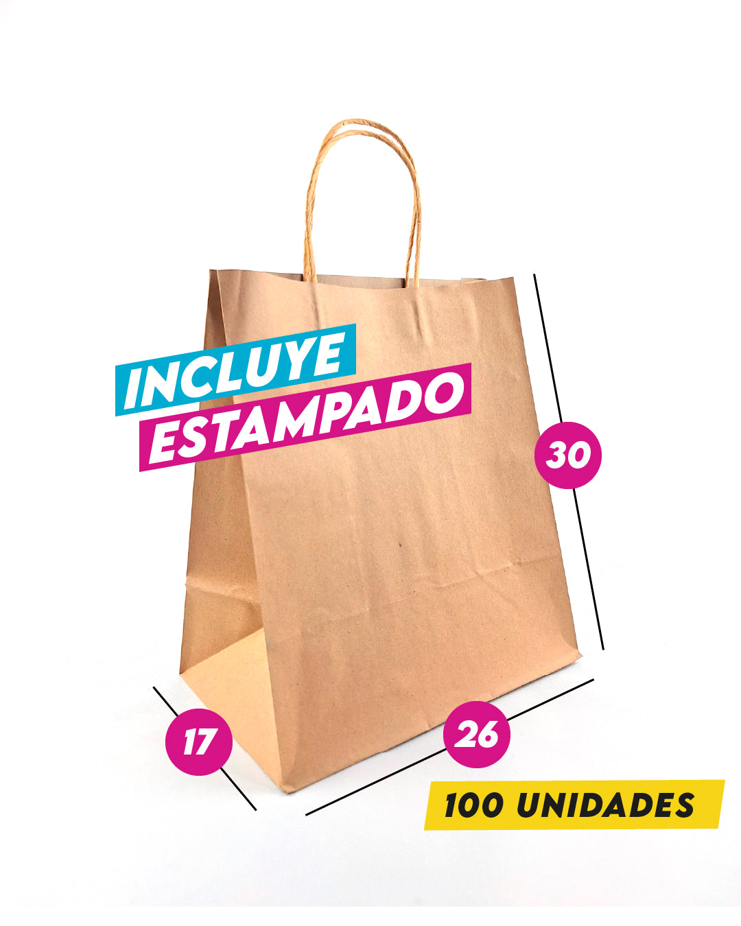Bolsa Kraft 26x30x17 cm