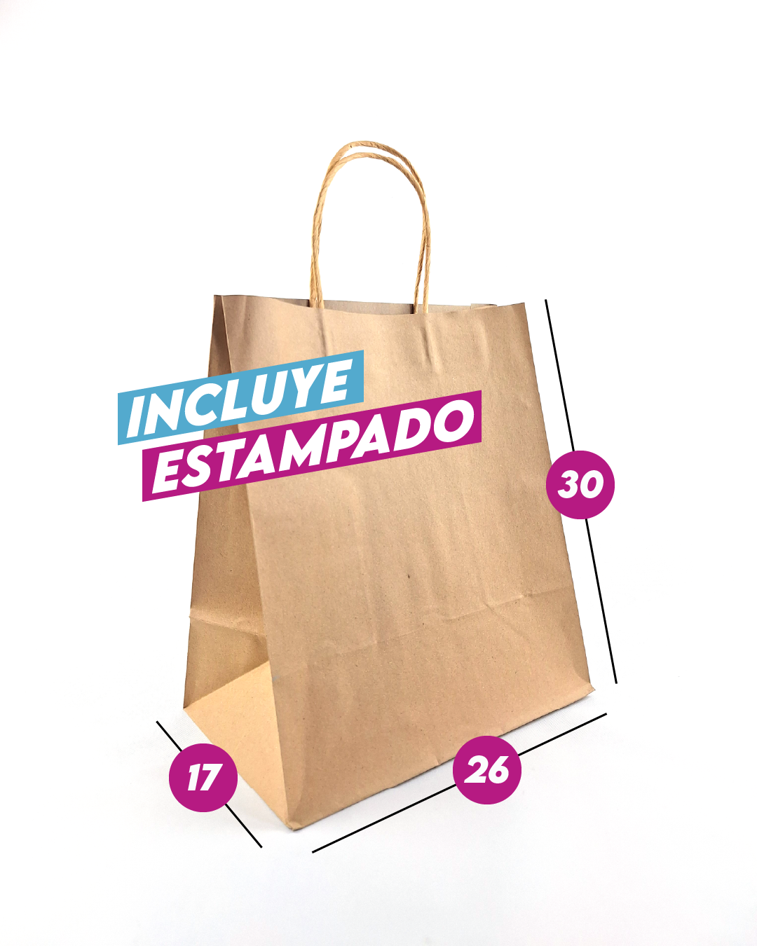 Bolsa Kraft 26x30x17 cm