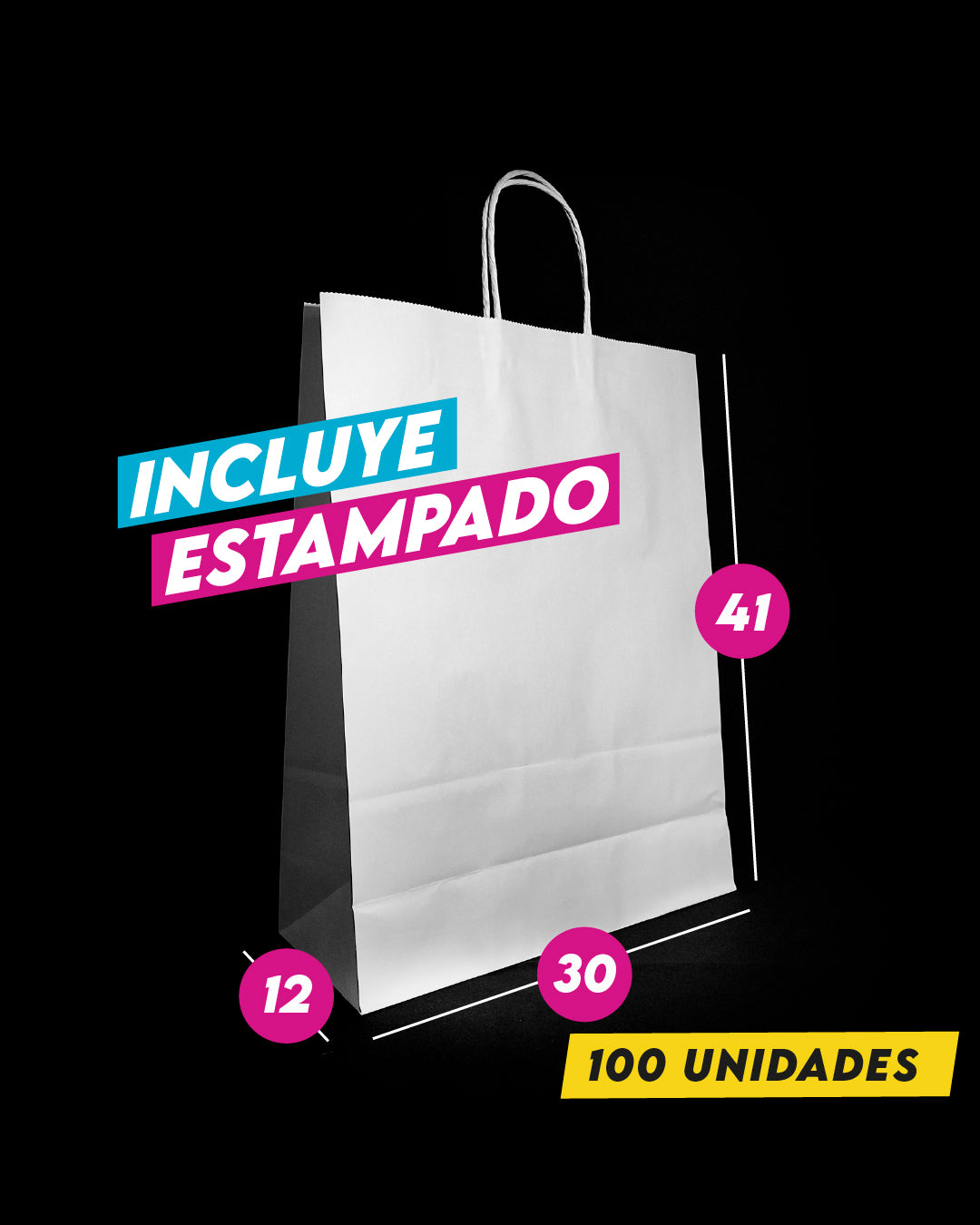 Bolsa Blanca de Papel 30x41x12cm