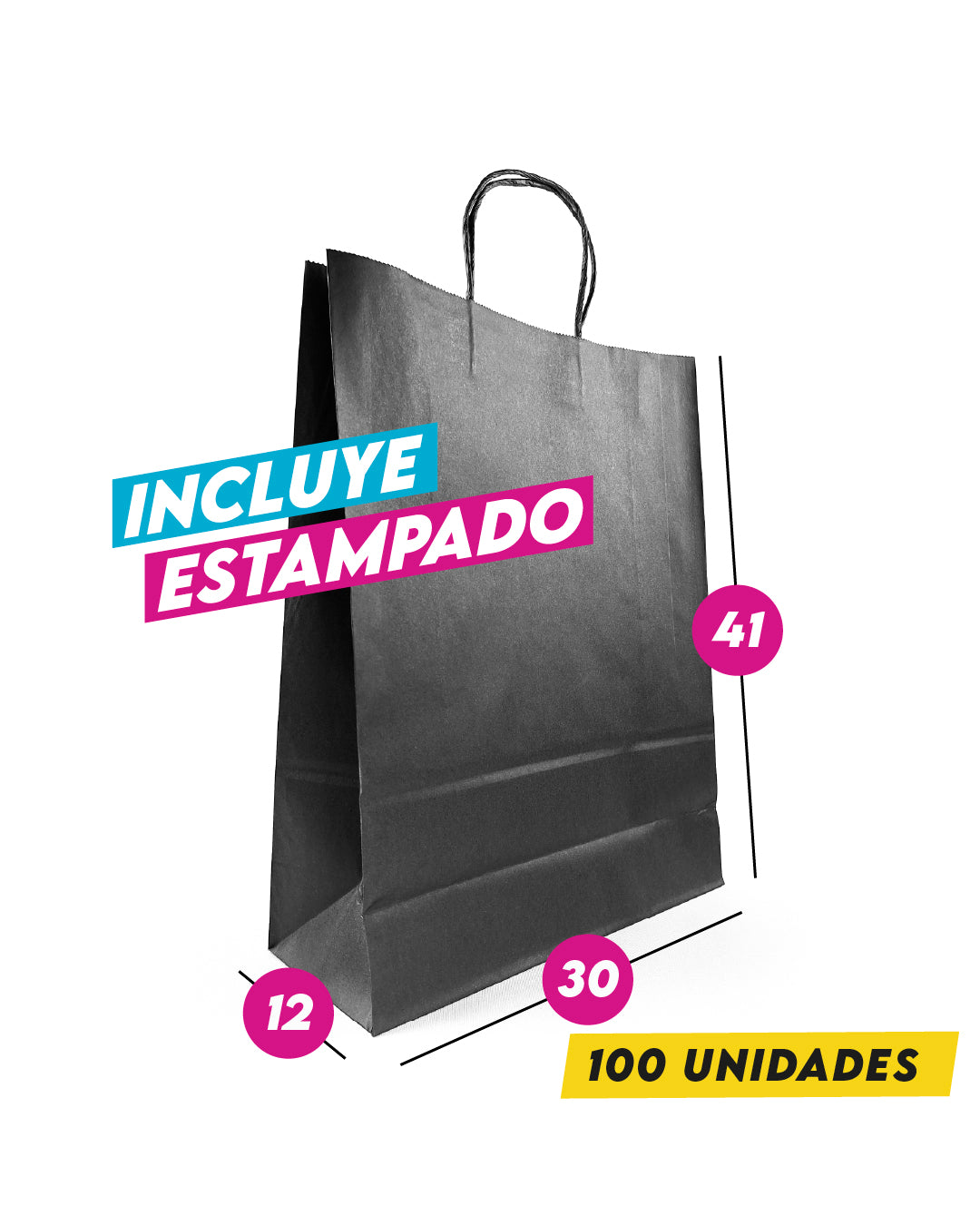 Bolsa Negra de Papel 30x41x12 cm