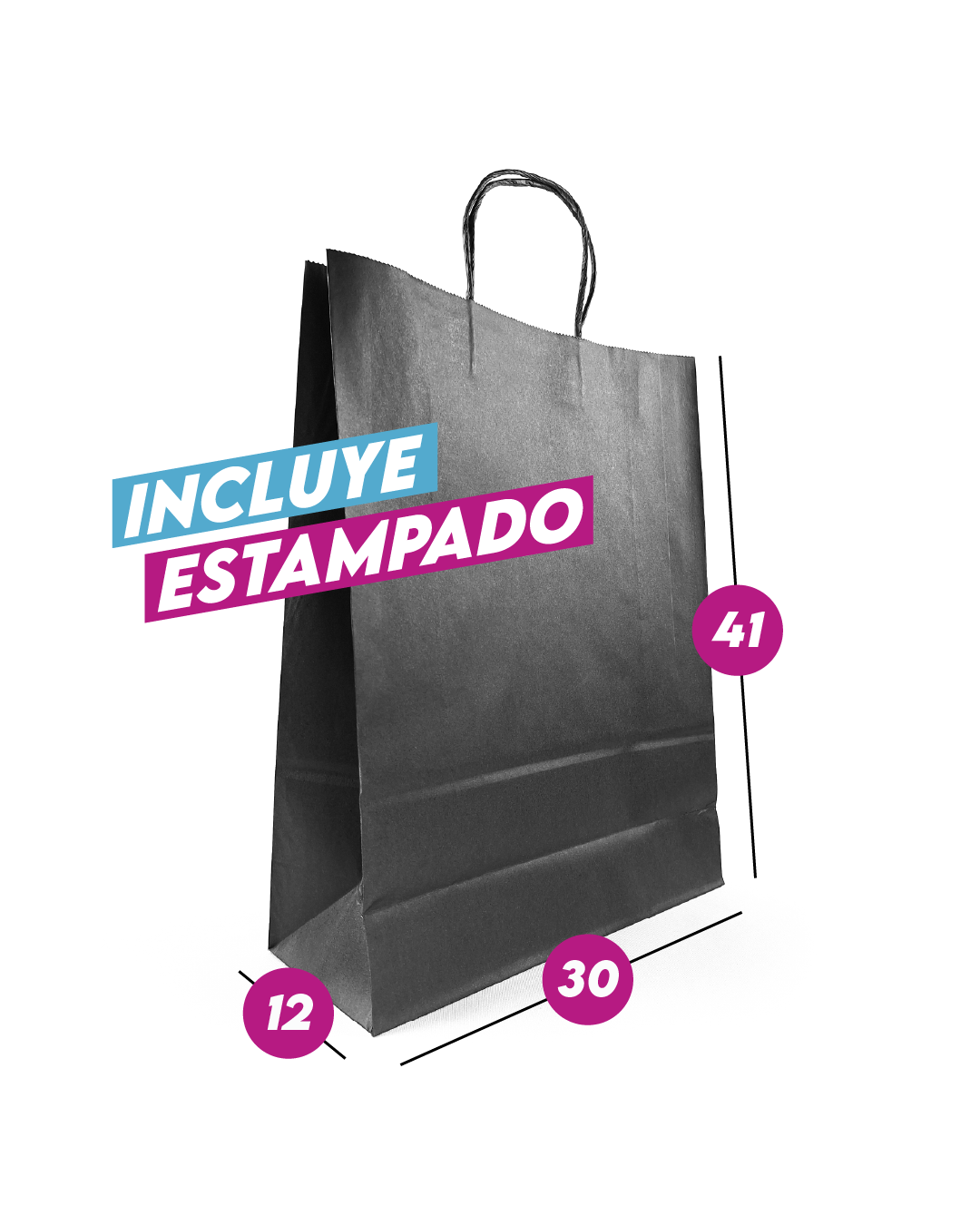Bolsa Negra de Papel 30x41x12 cm