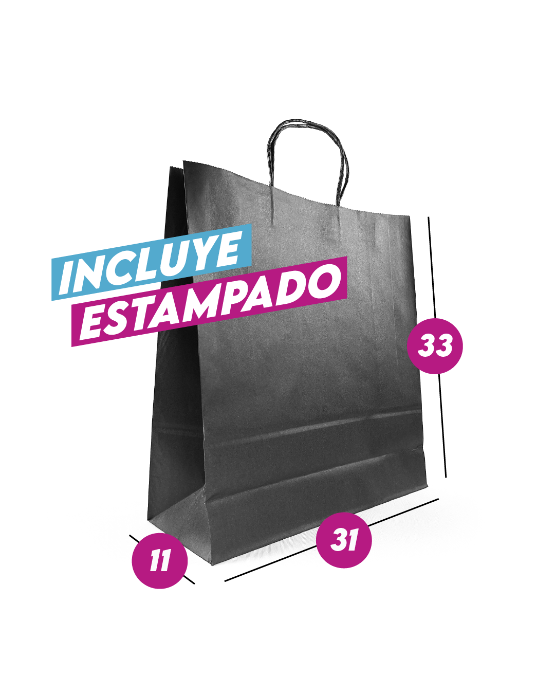 Bolsa Negra de Papel 31x33x11 cm
