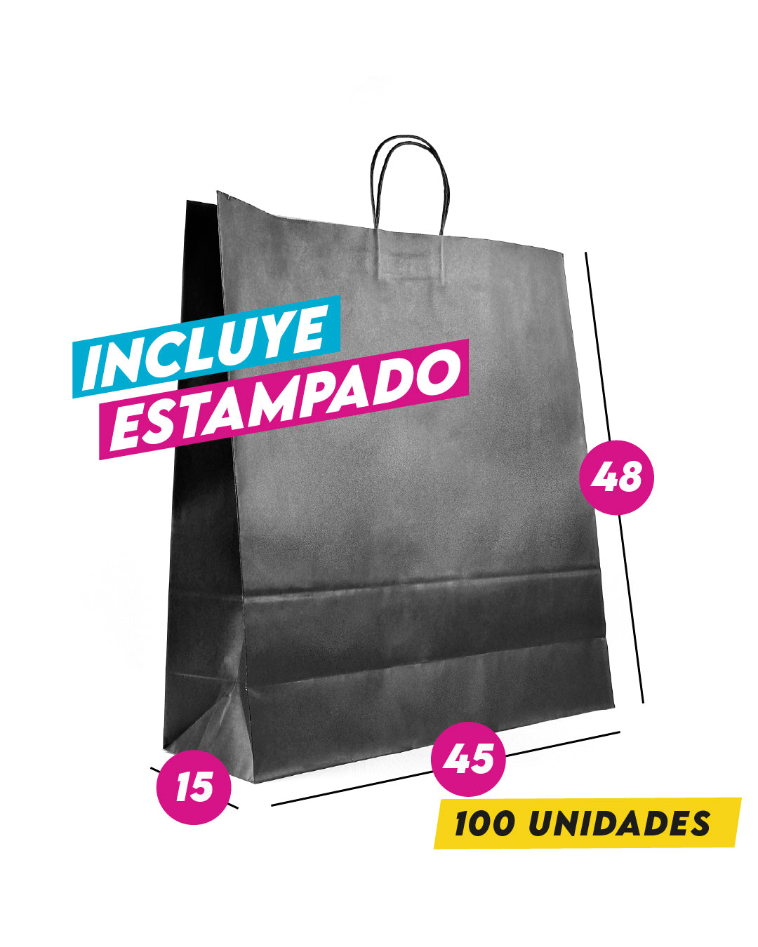Bolsa Negra de Papel 45x48x15 cm