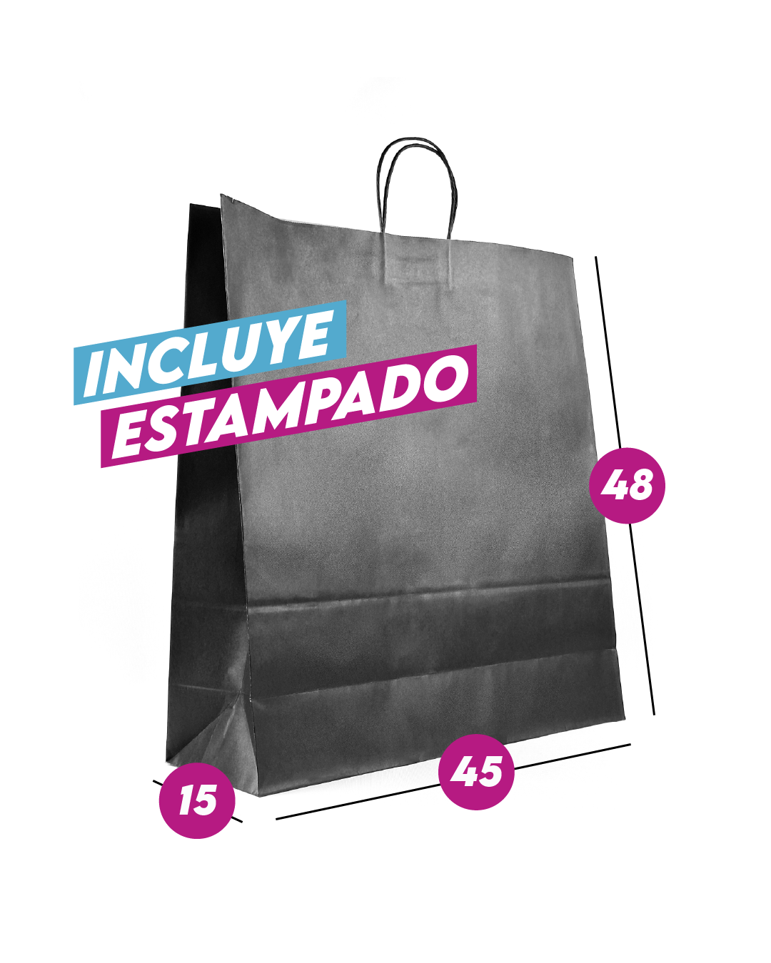 Bolsa Negra de Papel 45x48x15 cm