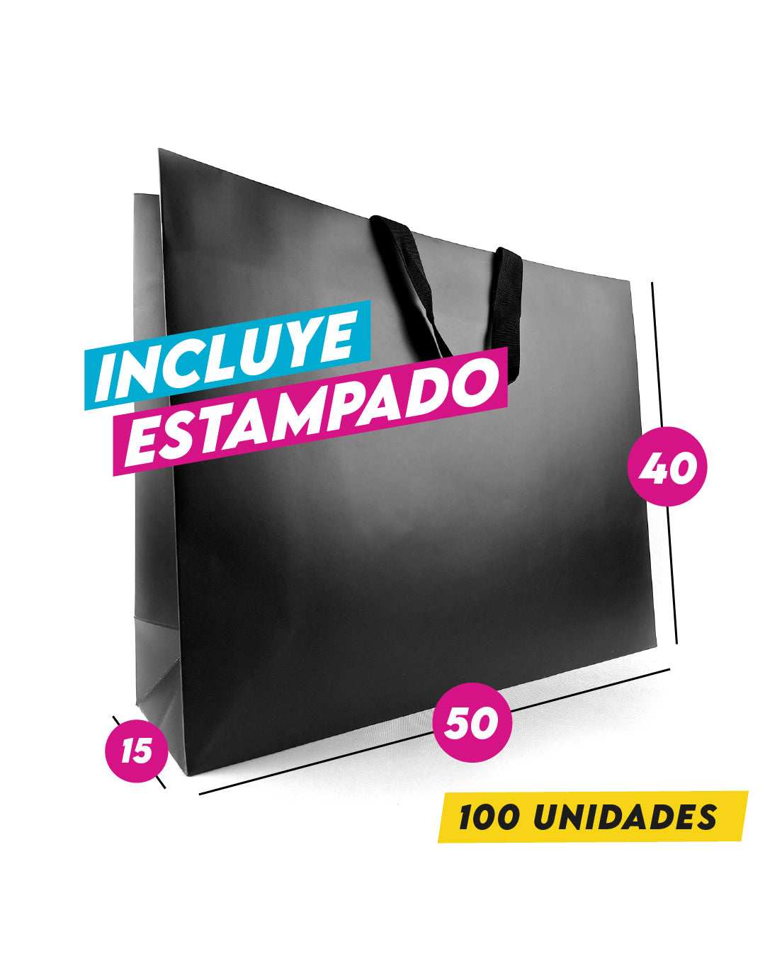 Bolsa Alta Gama Negra 50x40x15 cm