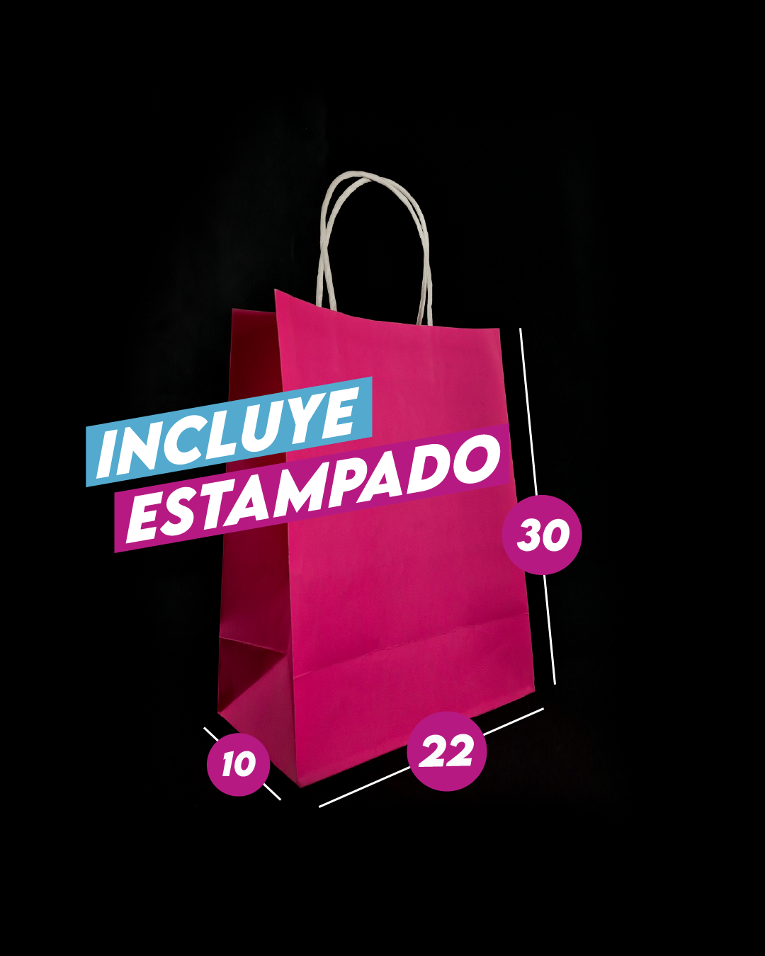 Bolsa Rosada de Papel 22x30x10 cm