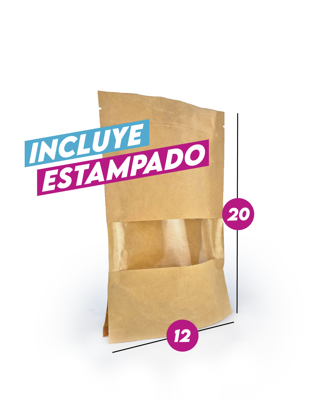 DoyPack Kraft con Ventana 12X20 cm
