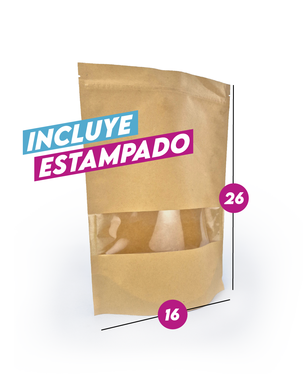 DoyPack Kraft con Ventana 16x26cm