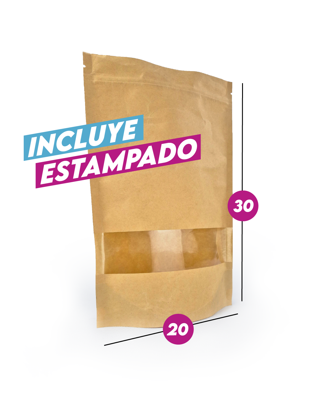 DoyPack Kraft con Ventana 20x30 cm