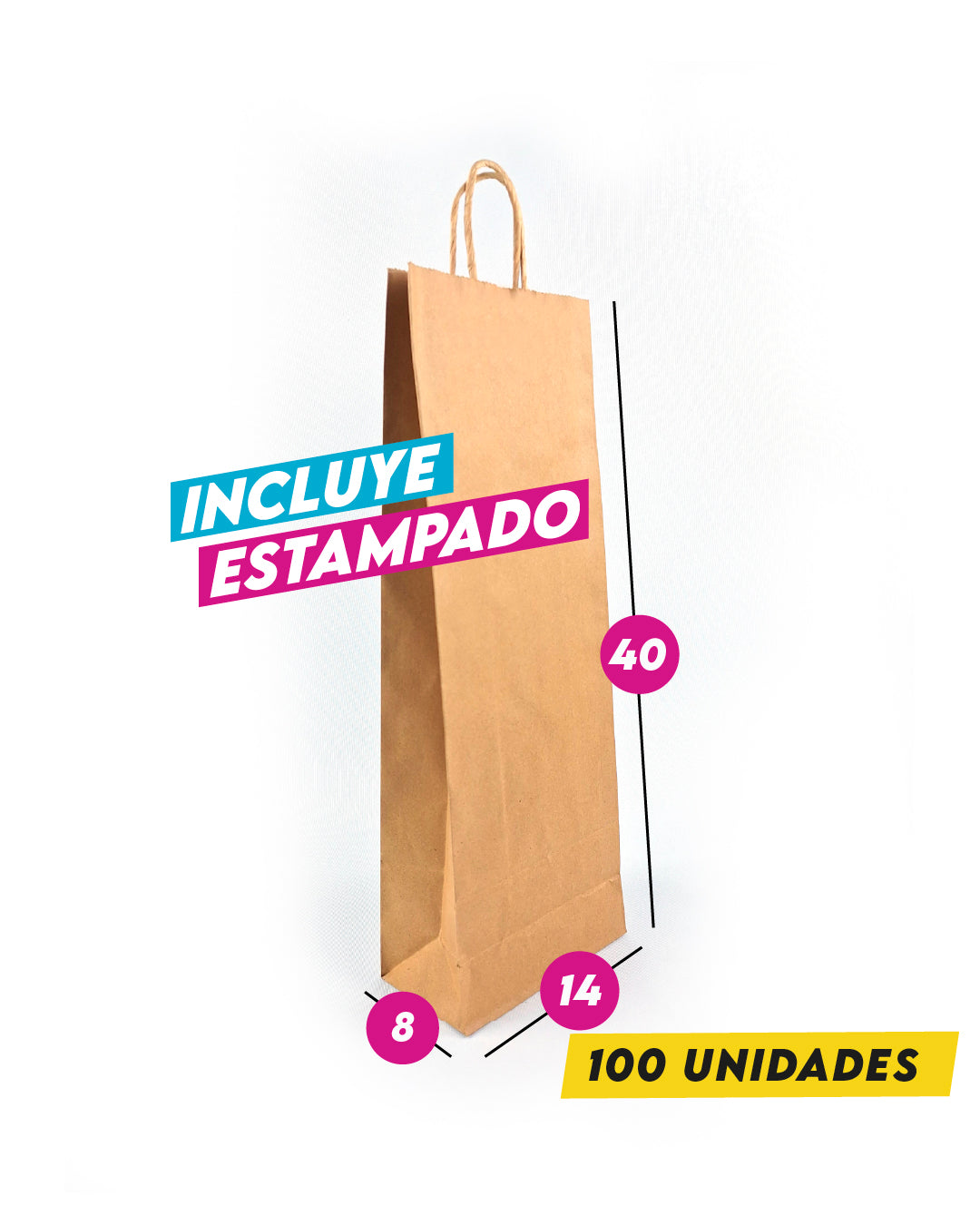 Bolsa Kraft 14x40x8 cm